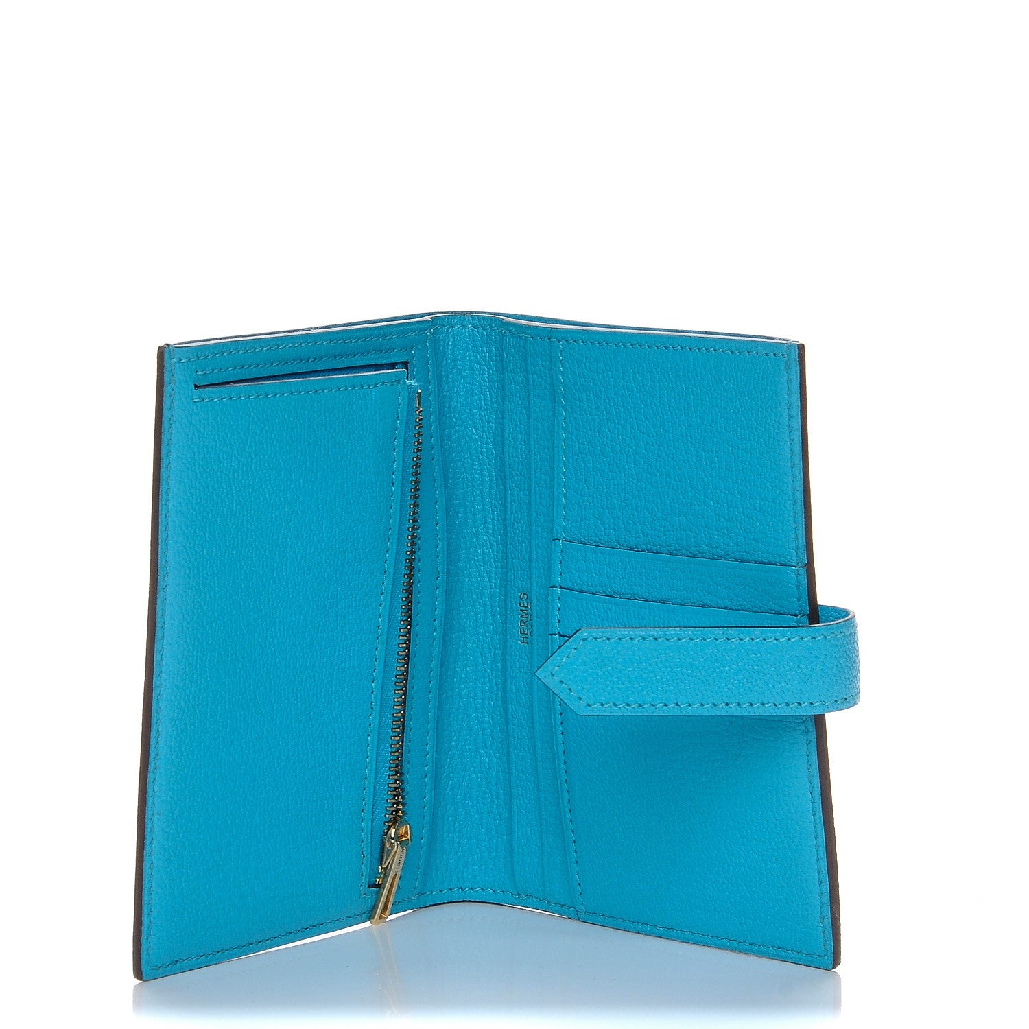 Hermes Chevre Mysore Bearn Compact Wallet Bleu Azteque 5 of 8
