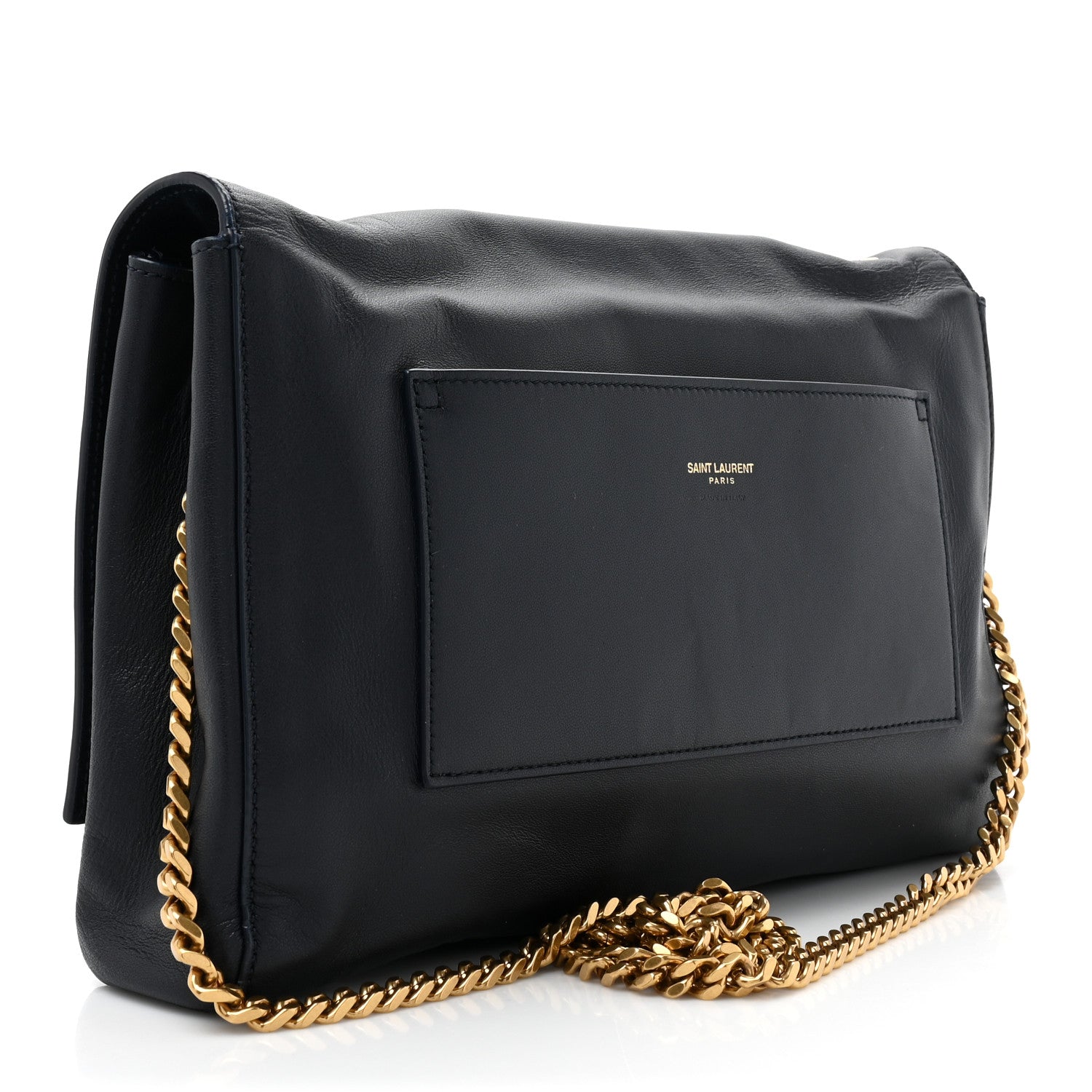 Saint Laurent SAINT LAURENT Smooth Calfskin Suede Medium Reversible Monogram Kate Satchel Navy 3 of 13
