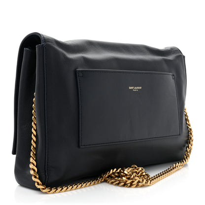 Saint Laurent SAINT LAURENT Smooth Calfskin Suede Medium Reversible Monogram Kate Satchel Navy 3 of 13