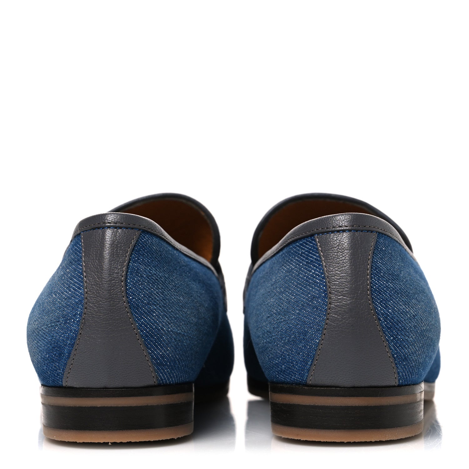 Gucci New Denim Delave Web Mens Horsebit Loafers 8 Blue 6 of 11