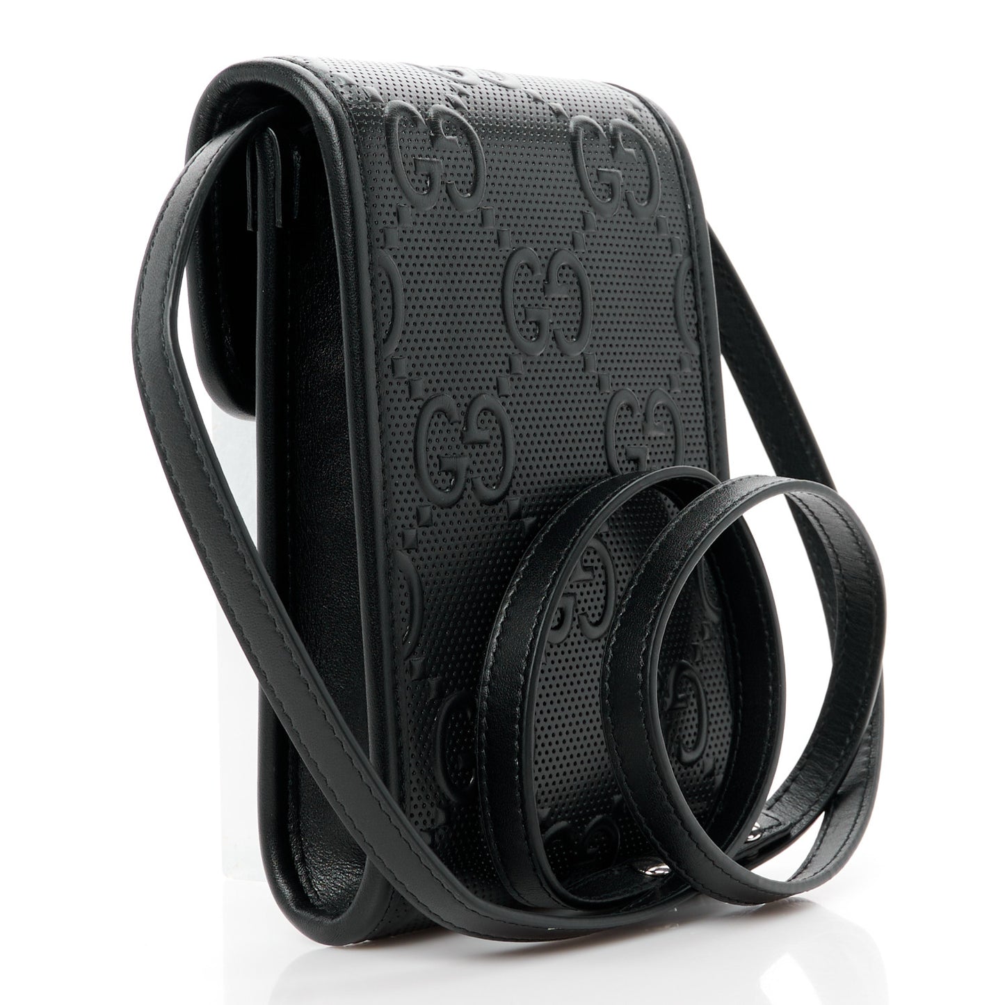 Calfskin GG Tennis Embossed Messenger Bag Black