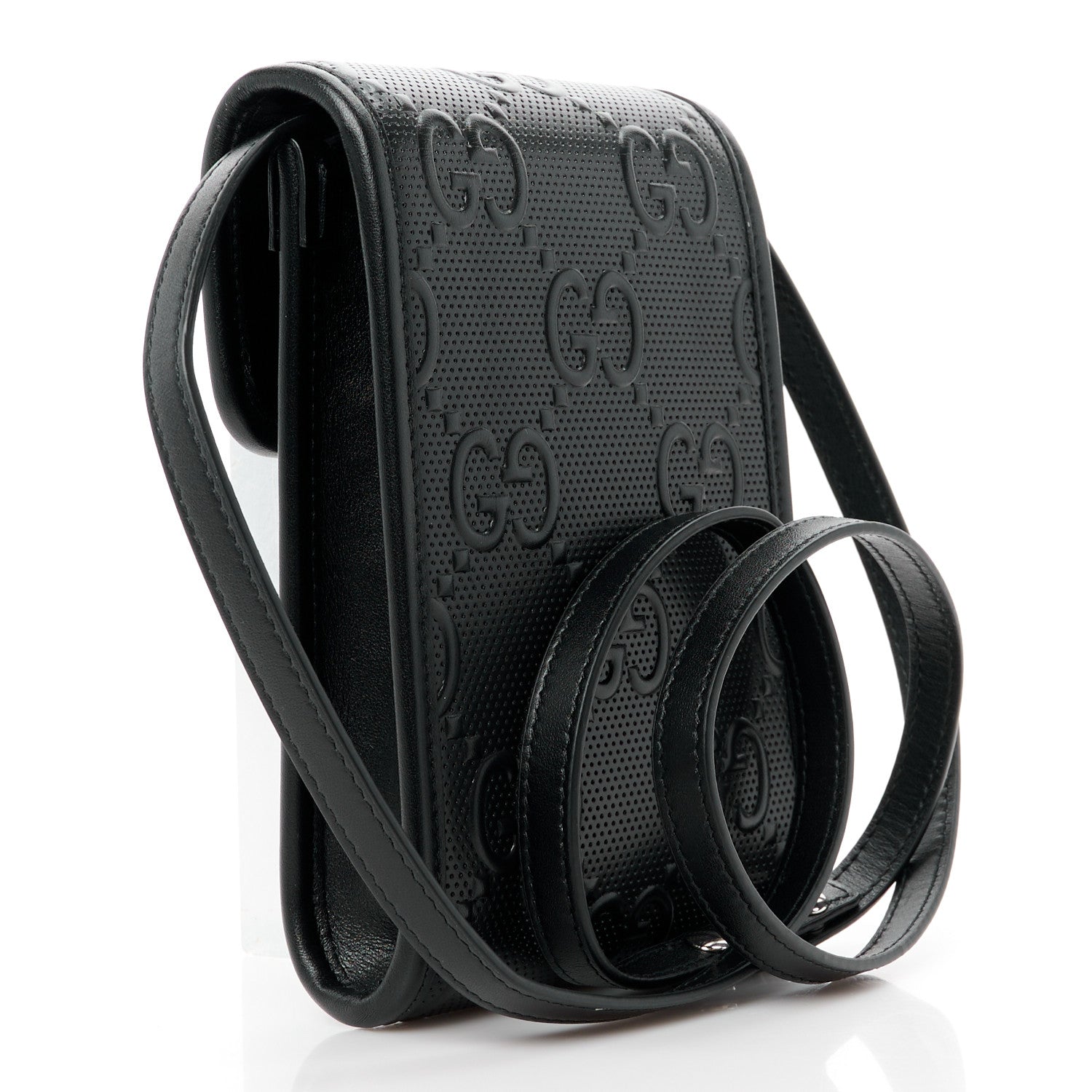 Gucci Calfskin GG Tennis Embossed Messenger Bag Black 3 of 11