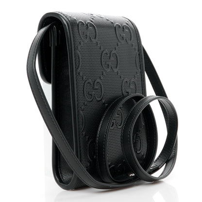 Gucci Calfskin GG Tennis Embossed Messenger Bag Black 3 of 11