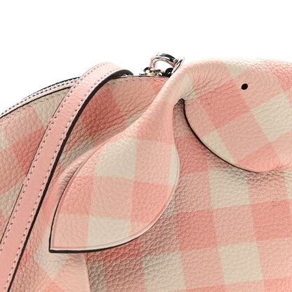 Loewe Calfskin Shearling Gingham Mini Bunny Crossbody Bag Pink 8 of 14