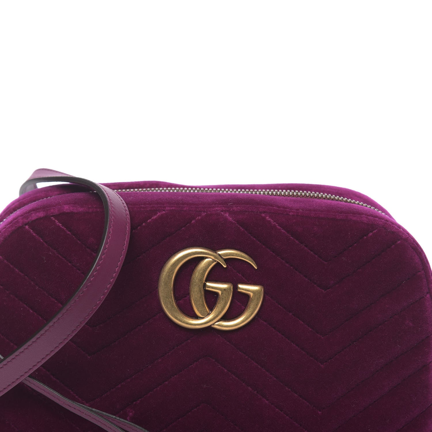 Gucci Velvet Matelasse Small GG Marmont Chain Shoulder Bag Fuchsia Violet Cyclamen 10 of 10