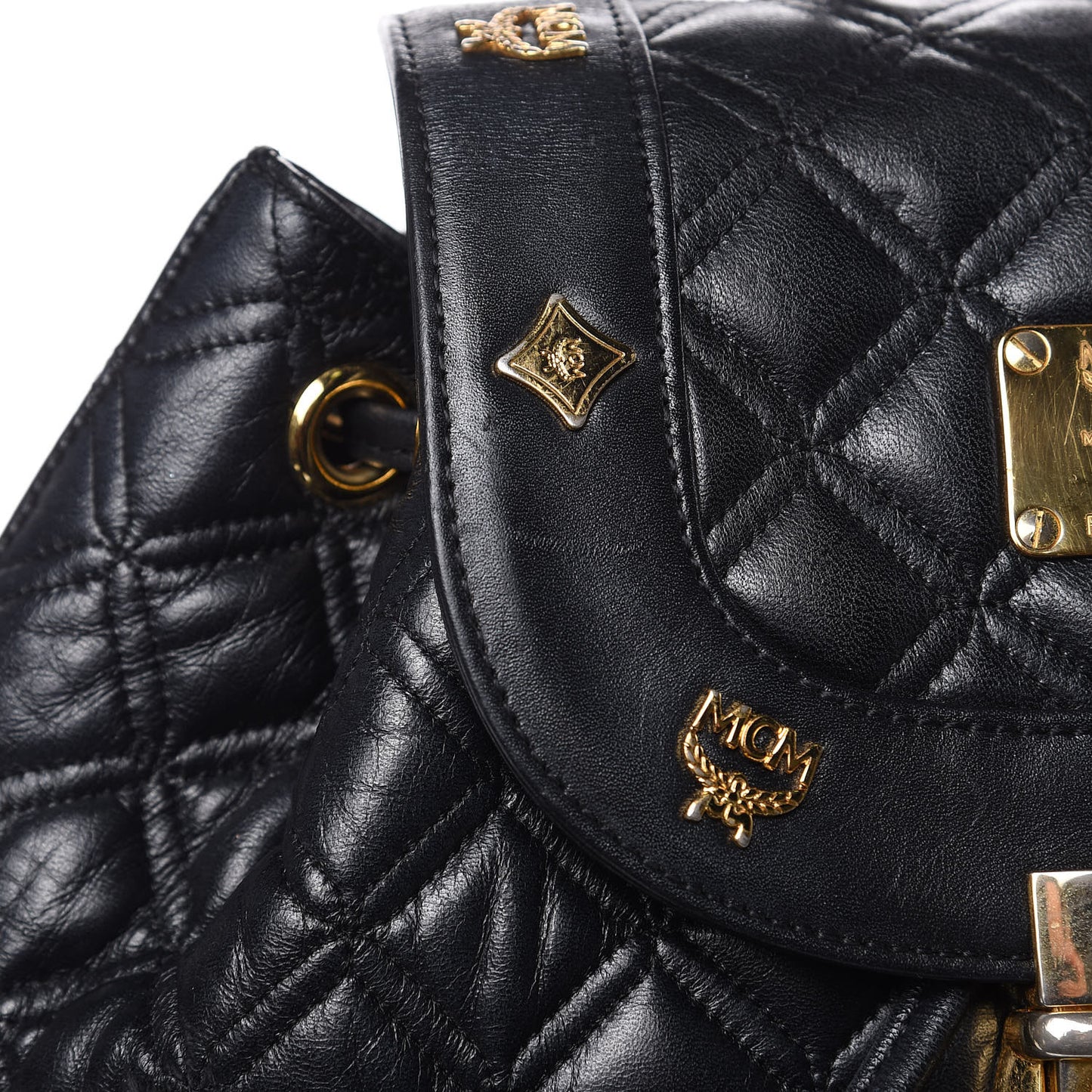 Calfskin Quilted Studded Backpack Black
