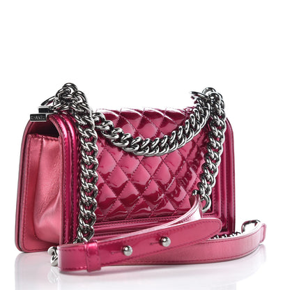 Chanel Metallic Patent Calfskin Quilted Small Boy Flap Pink 3 of 13