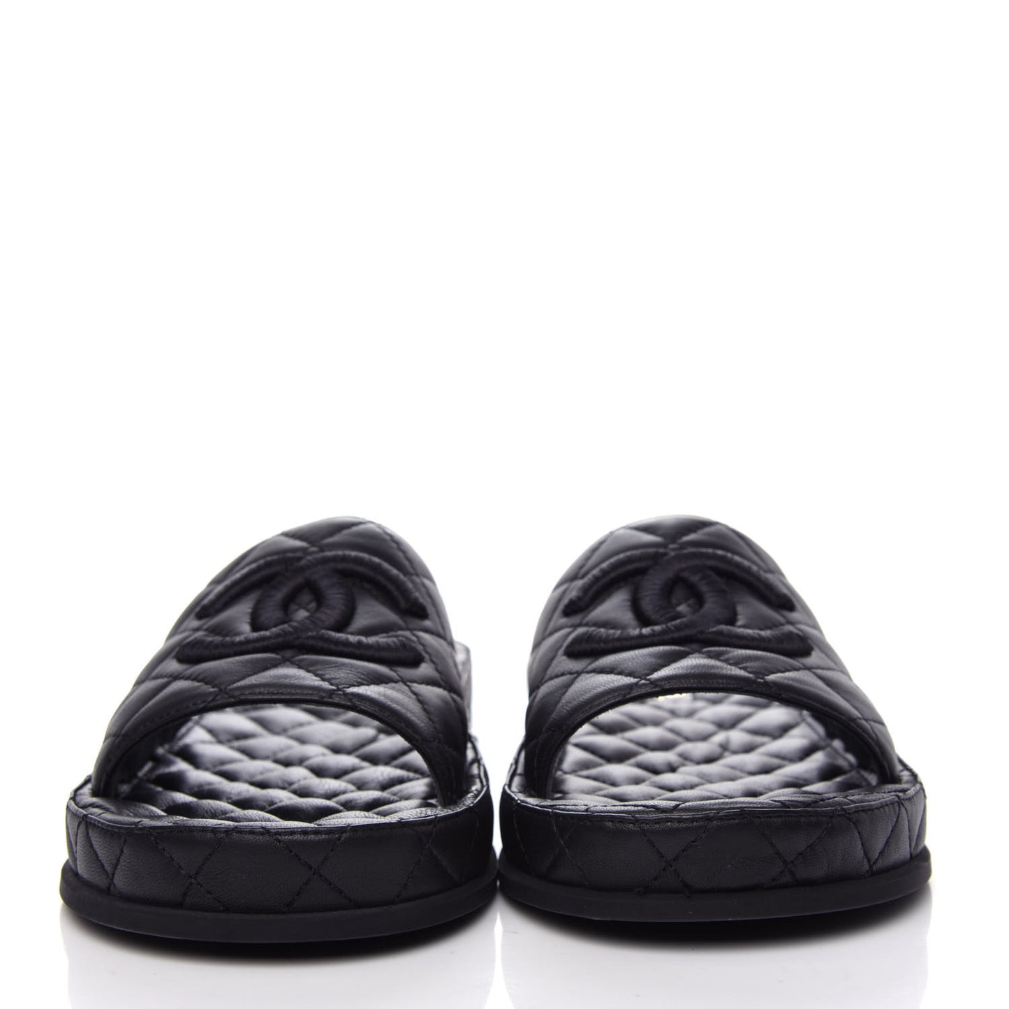 Lambskin Quilted CC Mules Sandals 41 Black