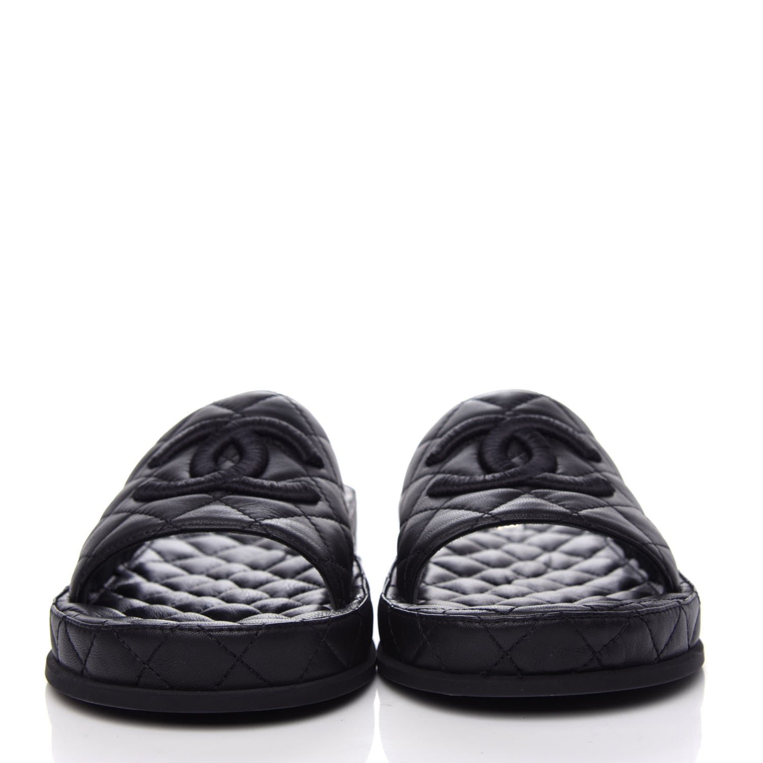 Chanel Lambskin Quilted CC Mules Sandals 41 Black 2 of 11