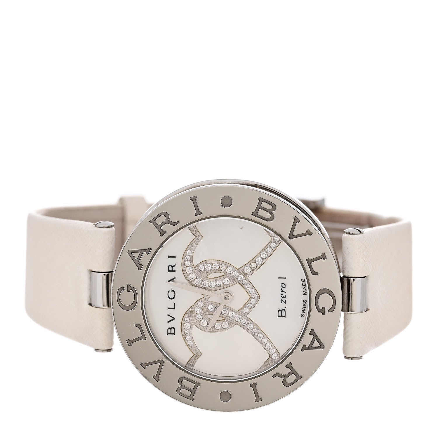 Bulgari Stainless Steel Calfskin Diamond Mother of Pearl 35mm B.zero1 Hearts Quartz Watch 2 of 6