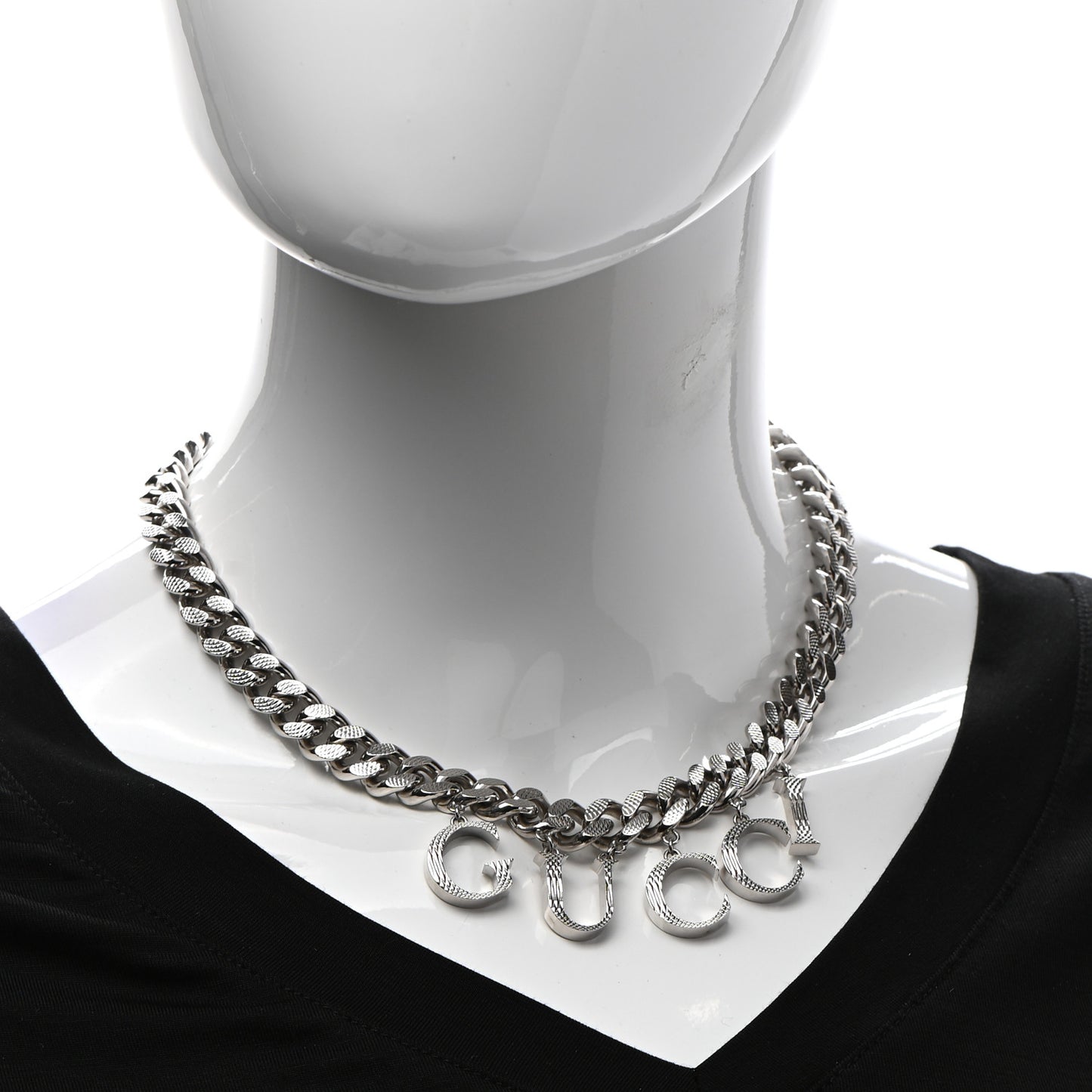 Metal Script Choker Necklace Silver