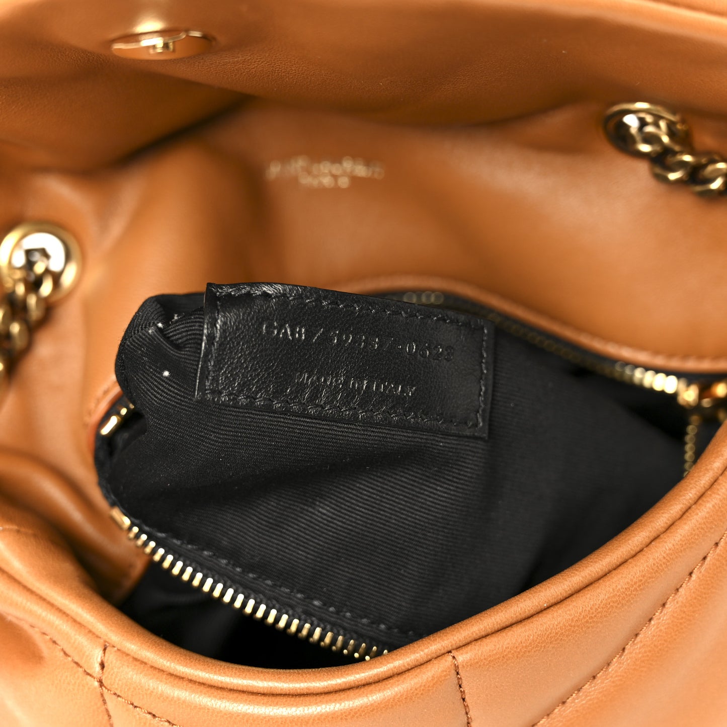 Lambskin Quilted Toy Loulou Puffer Monogram Chain Satchel Miel Dark