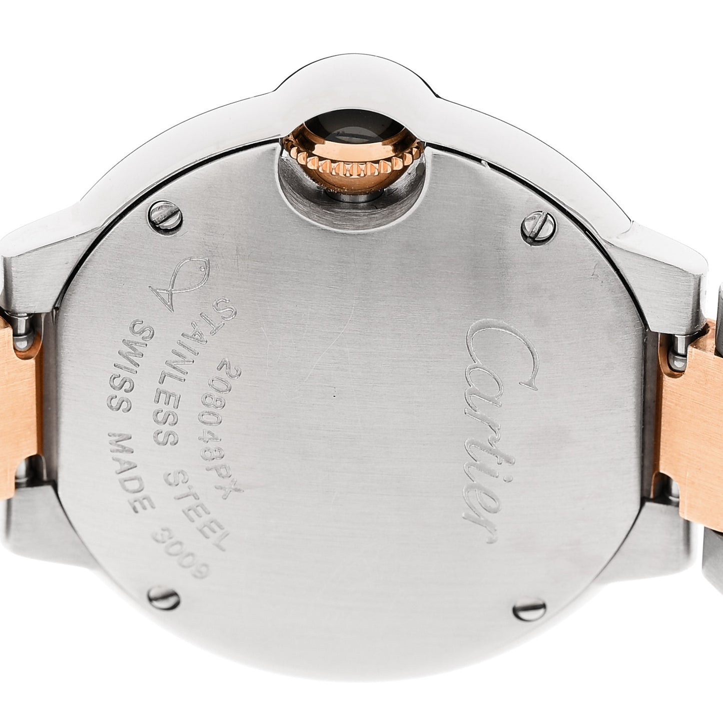 Stainless Steel 18K Pink Gold Mother of Pearl 28mm Ballon Bleu De Cartier Quartz Watch