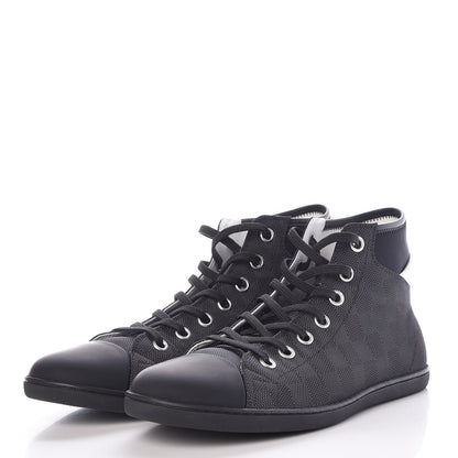 Louis Vuitton Nylon Damier Graphite Baseball High Top Sneaker Boots 8 3 of 7