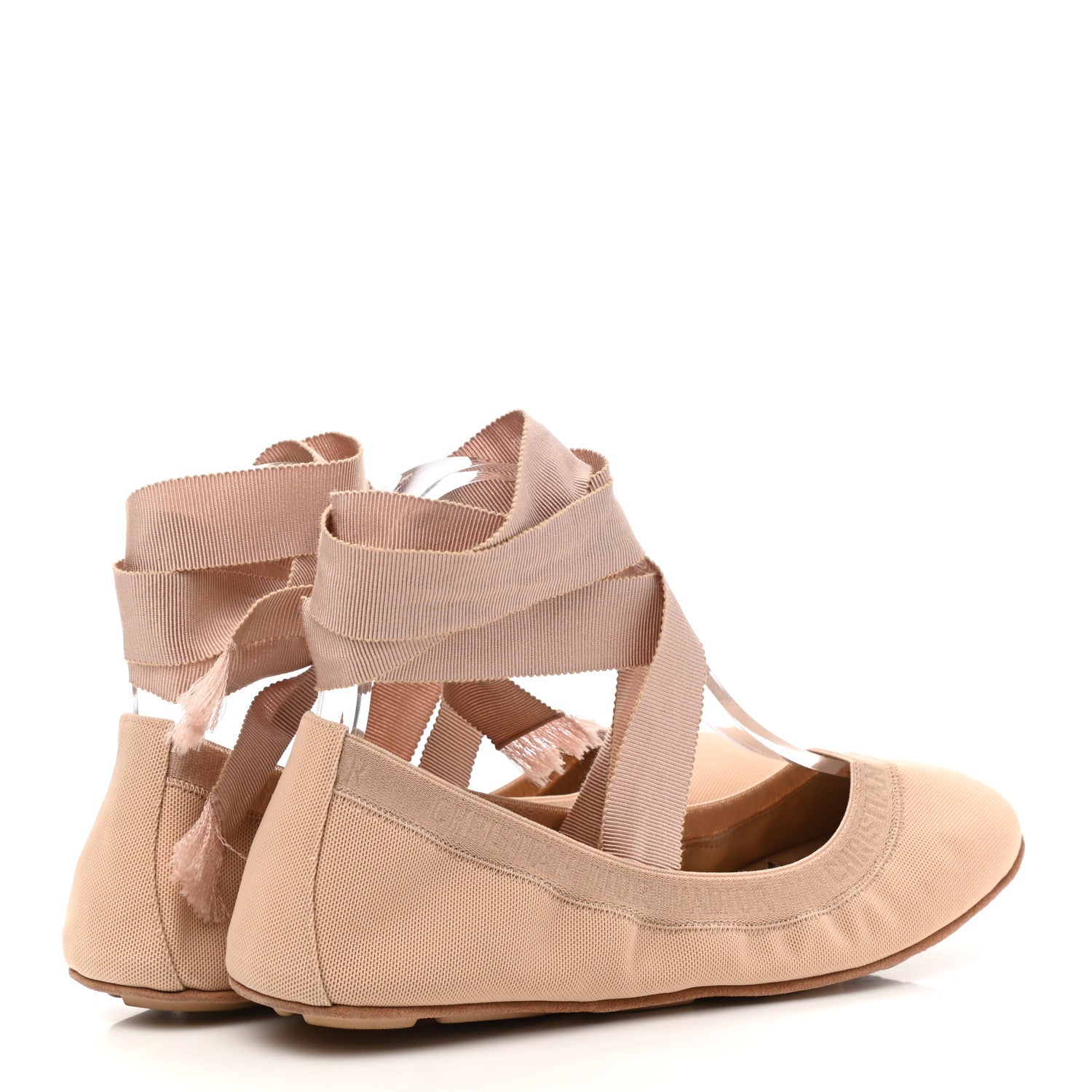 Christian Dior Micro Mesh Academy Lace-Up Ballerina Flats 38.5 Nude 4 of 8
