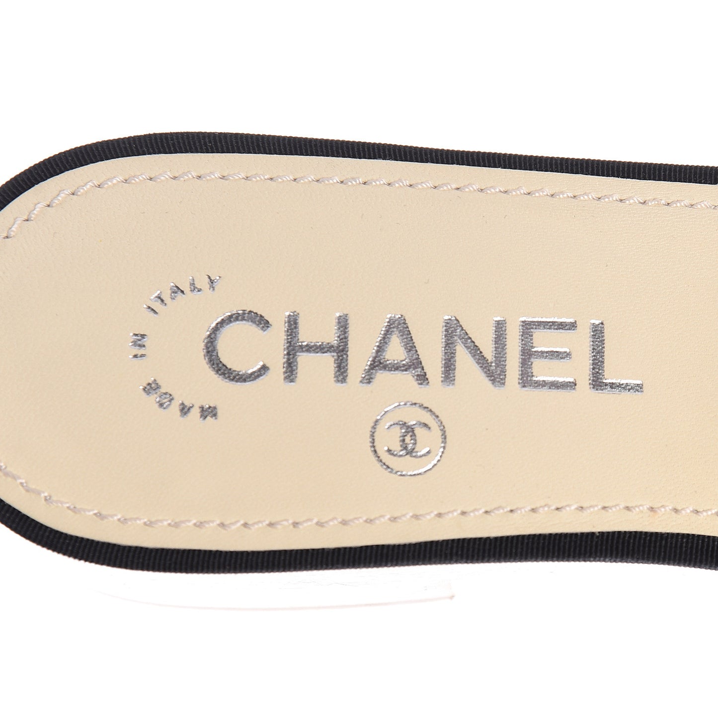 Grosgrain Camellia CC Sandal Mules 39 Black