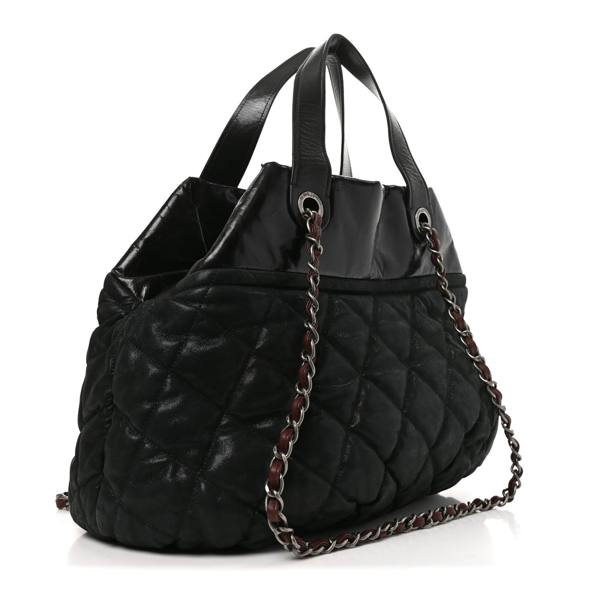 Iridescent Calfskin Small In The Mix Tote Black
