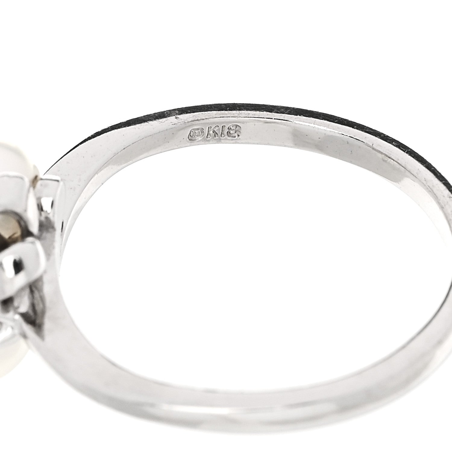 Mikimoto 18K White Gold Diamond Akoya Cultured Pearl Ribbon Ring 51 5.75 5 of 5