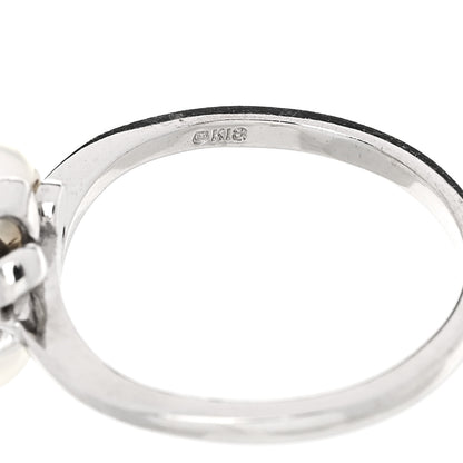 Mikimoto 18K White Gold Diamond Akoya Cultured Pearl Ribbon Ring 51 5.75 5 of 5