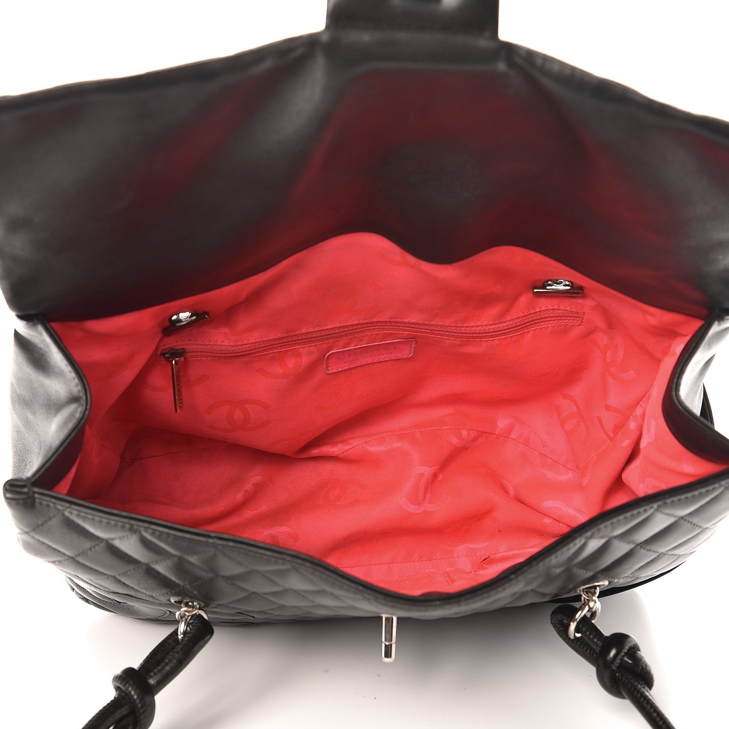 Calfskin Quilted Large Cambon Flap Black