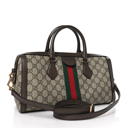 Gucci GG Supreme Monogram Web Medium Ophidia Boston Brown 3 of 9