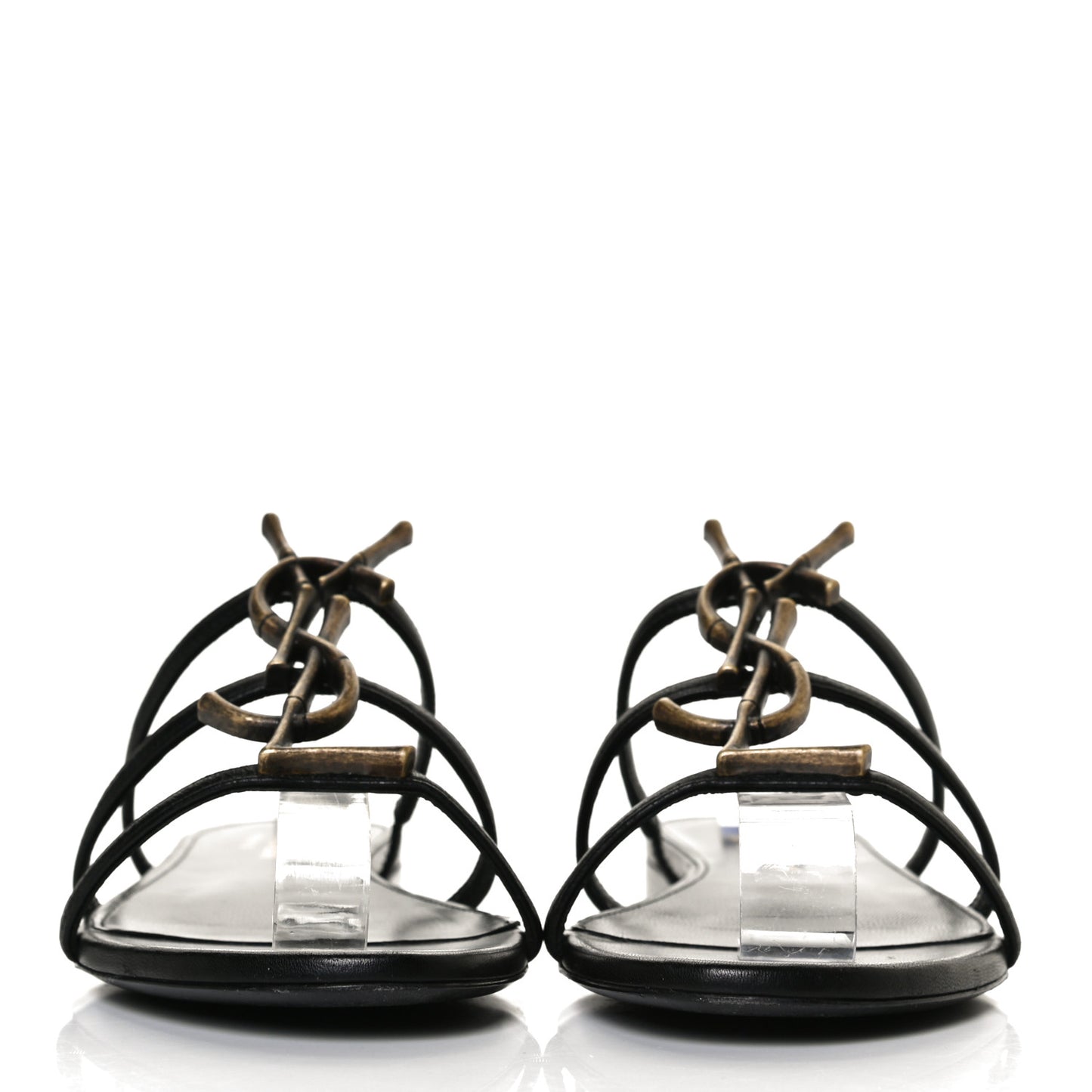 Calfskin Monogram Sandals 36 Black