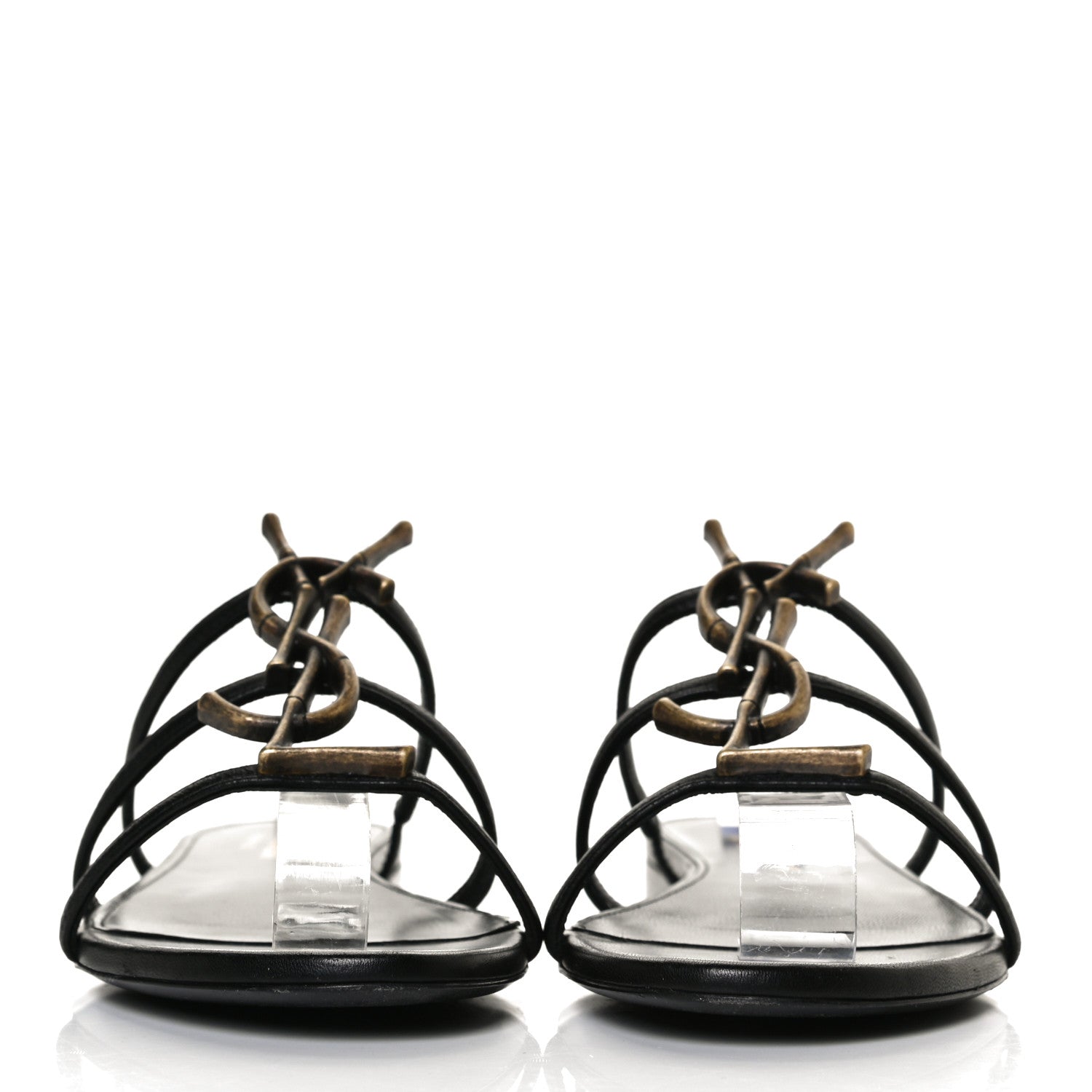 Saint Laurent Calfskin Monogram Sandals 36 Black 2 of 11