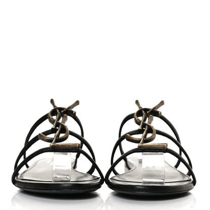Saint Laurent Calfskin Monogram Sandals 36 Black 2 of 11