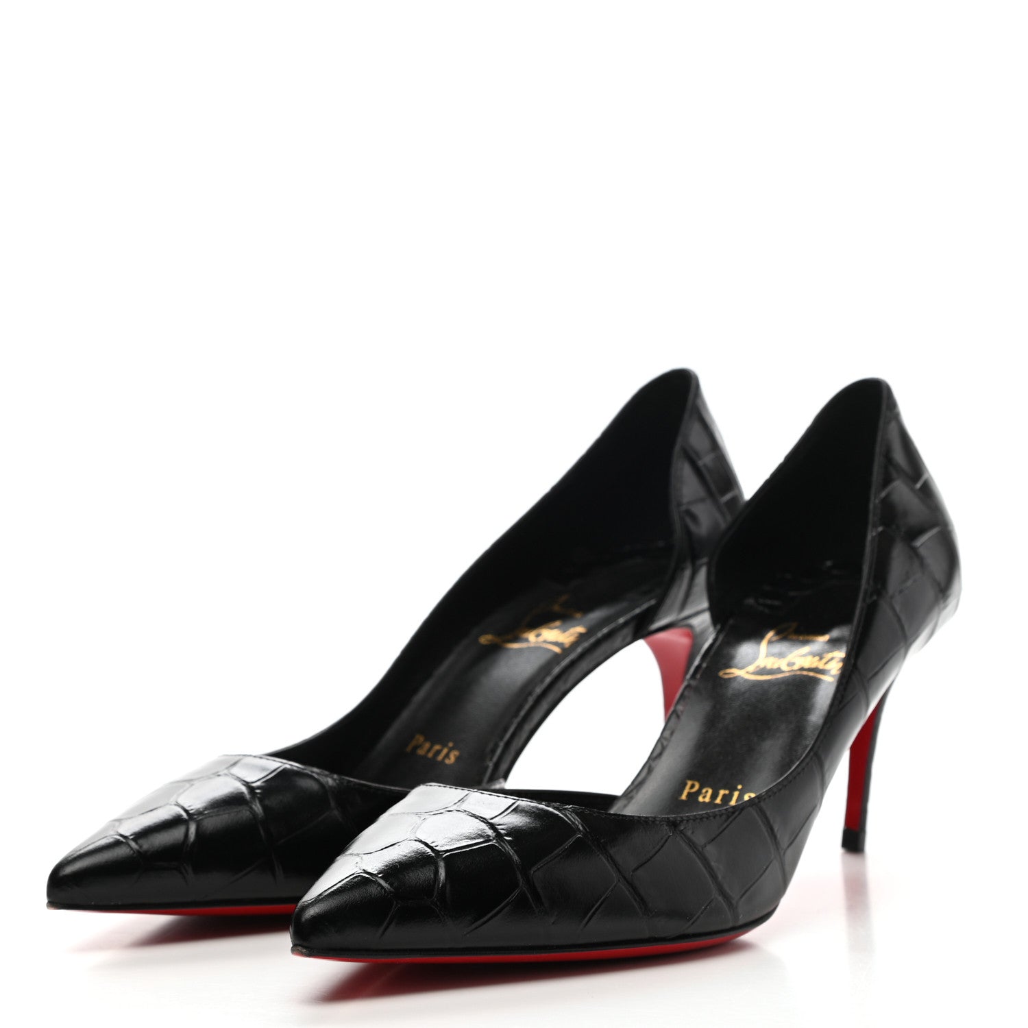 Christian Louboutin Crocodile Embossed Calfskin Iriza 100 Pumps 36 Black 3 of 9
