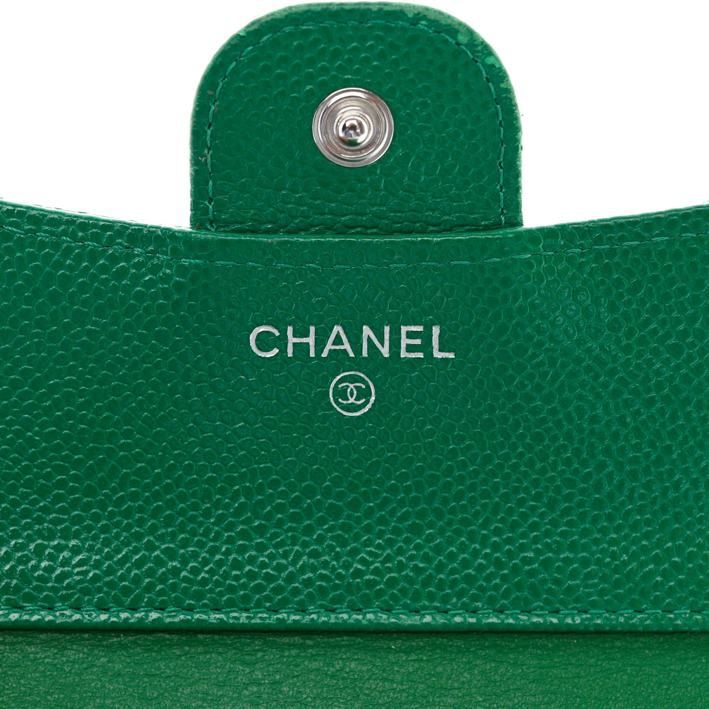 Caviar Quilted Compact Flap Wallet Green
