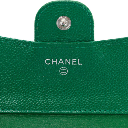 Chanel Caviar Quilted Compact Flap Wallet Green 6 of 15