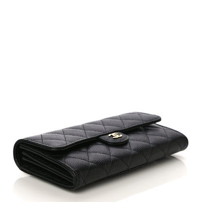 Chanel Caviar Quilted Large Gusset Flap Wallet Black 4 of 12