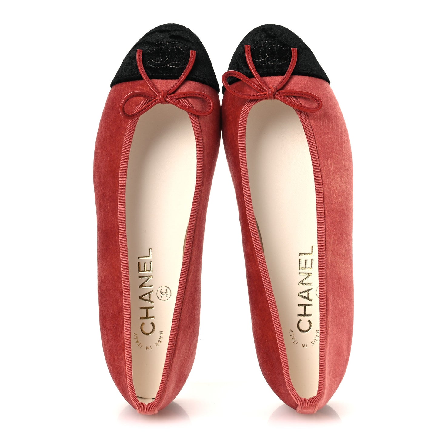 Velvet Cap Toe CC Ballerina Flats 36.5 Dark Pink Black