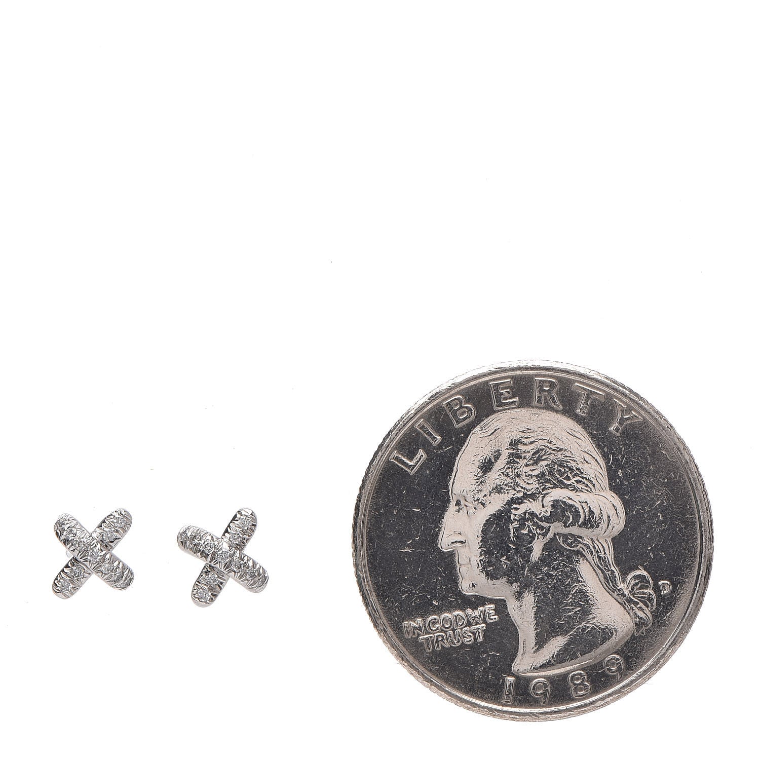 Tiffany Platinum Diamond Cross Stitch X Stud Earrings 2 of 5