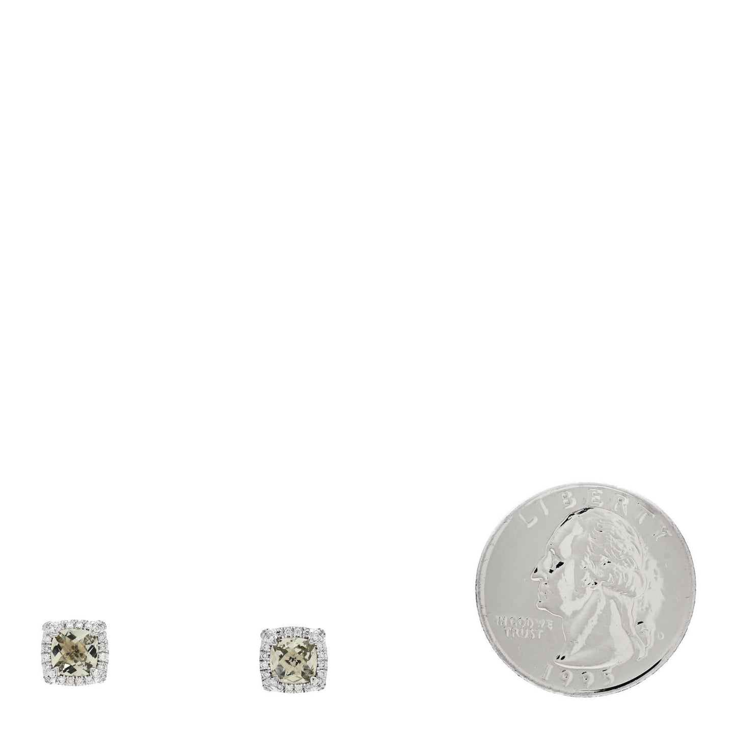 Sterling Silver Diamond Prasiolite Petite Chatelaine Pave Bezel Stud Earrings