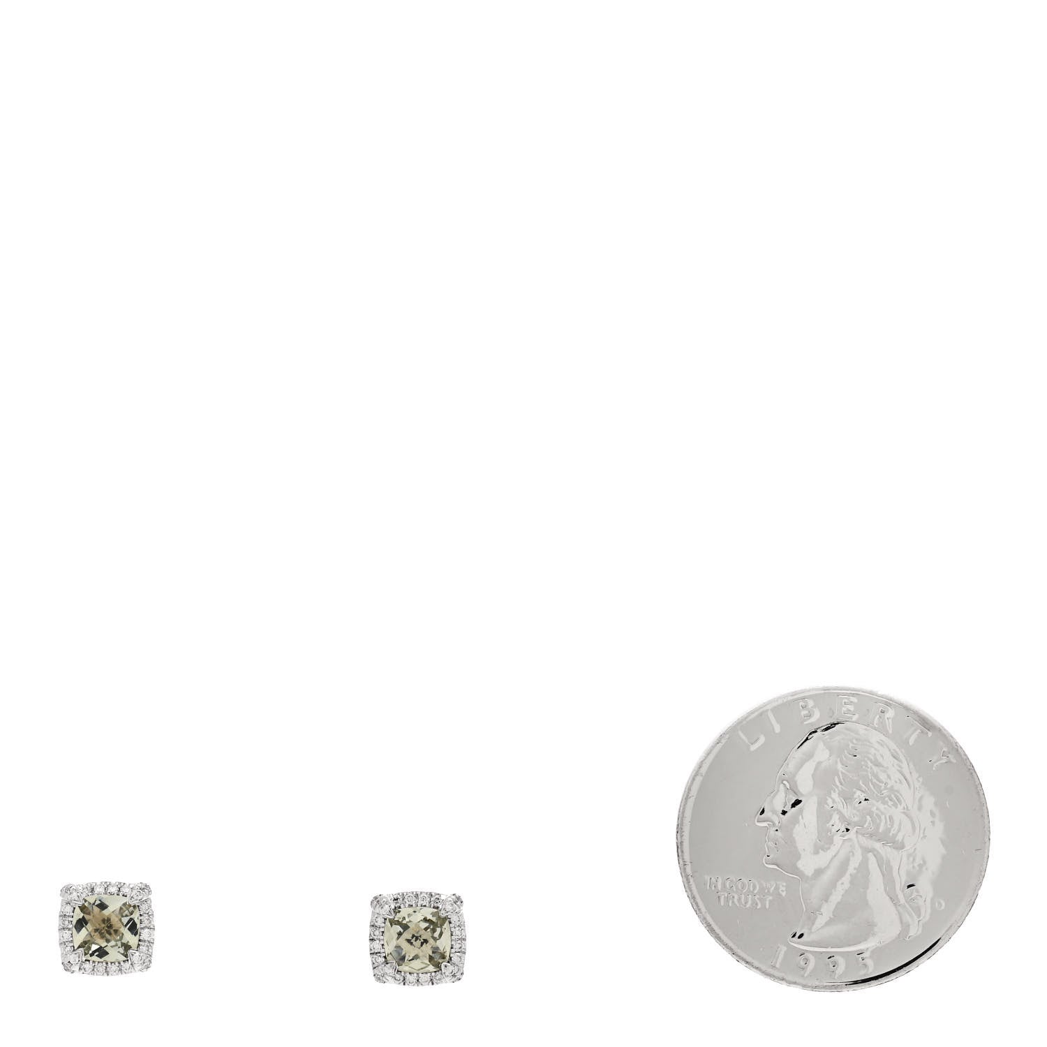 David Yurman Sterling Silver Diamond Prasiolite Petite Chatelaine Pave Bezel Stud Earrings 2 of 4