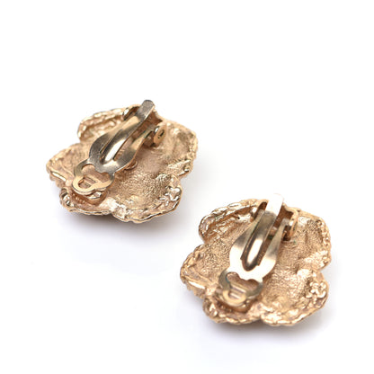 Chanel CC Flower Clip On Earrings Gold 3 of 6