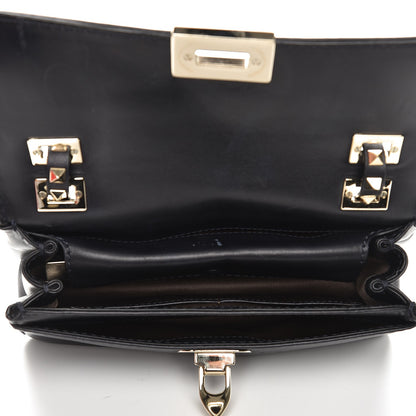Valentino Garavani Vitello Rockstud Flip Lock Shoulder Flap Bag Black 6 of 15
