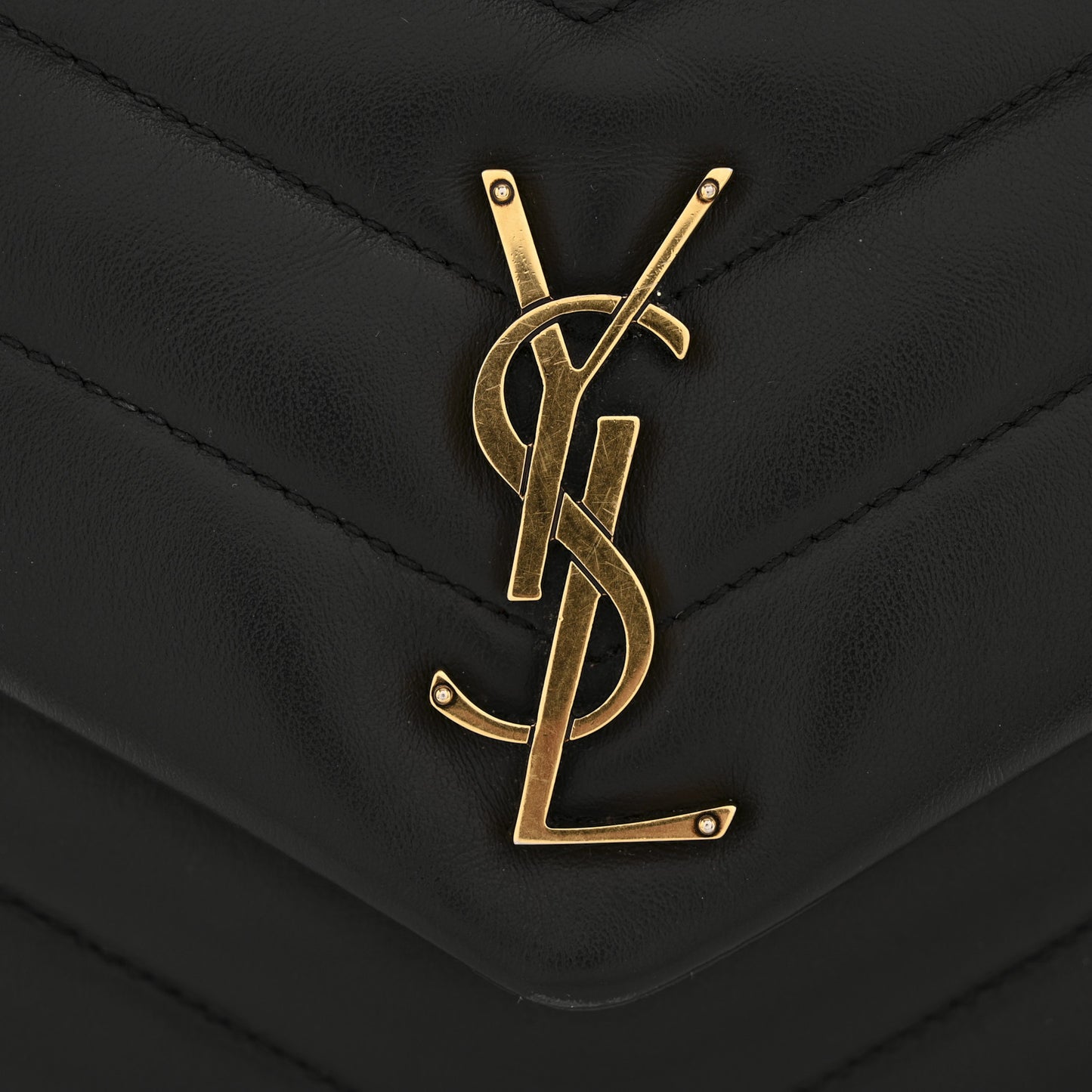 Calfskin Y Quilted Monogram Small Loulou Chain Satchel Black