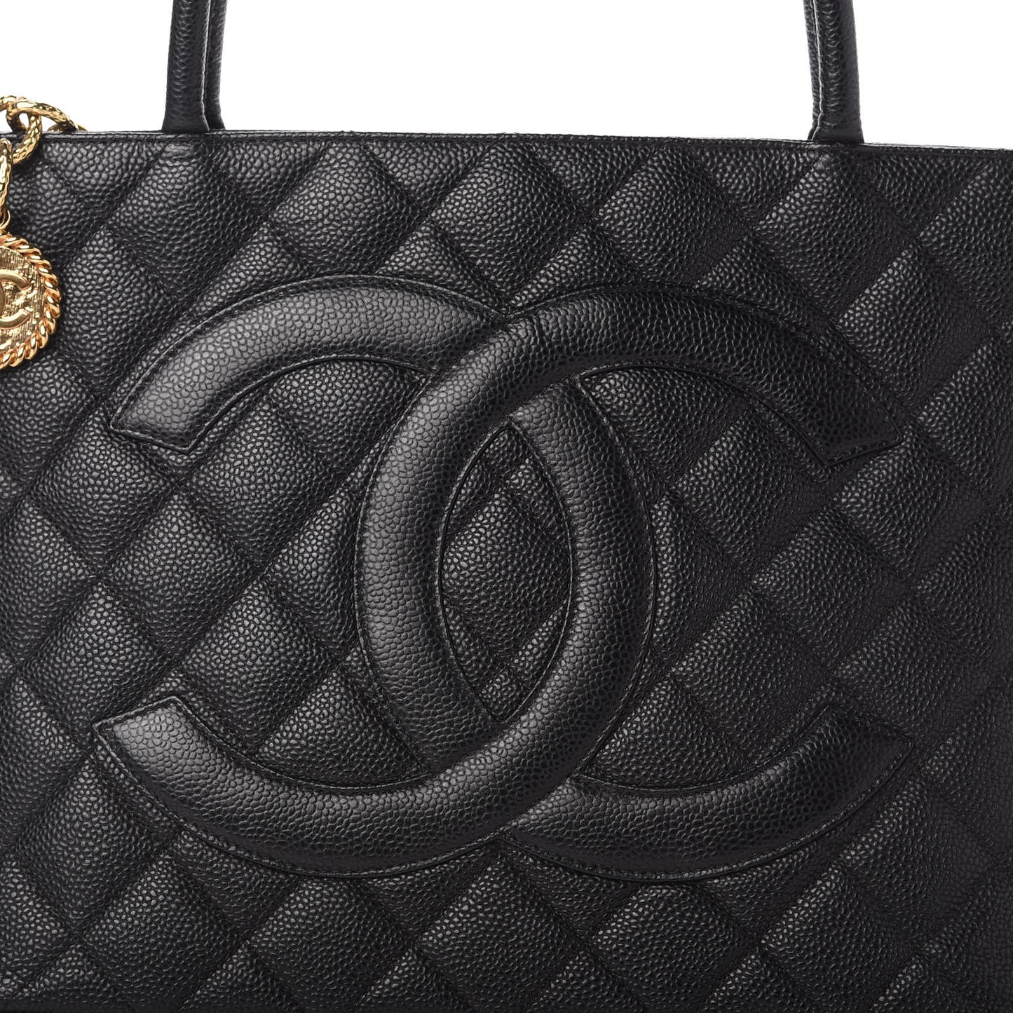 Caviar Quilted Medallion Tote Black