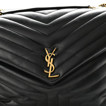Saint Laurent Calfskin Y Quilted Monogram Large Loulou Chain Satchel Black 7 of 9