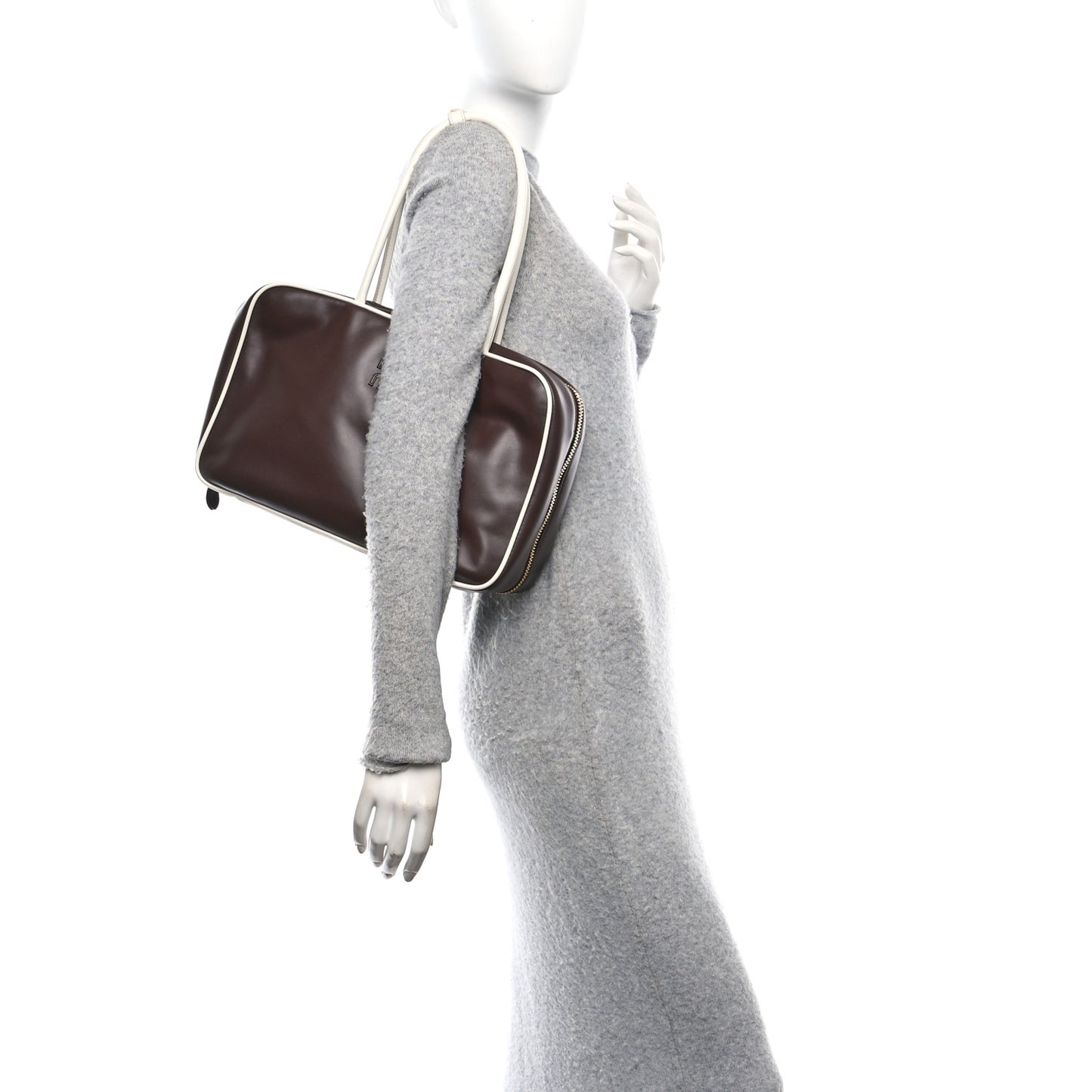 Soft Calf Softy Large Contrast Beau Top Handle Bag Radica White
