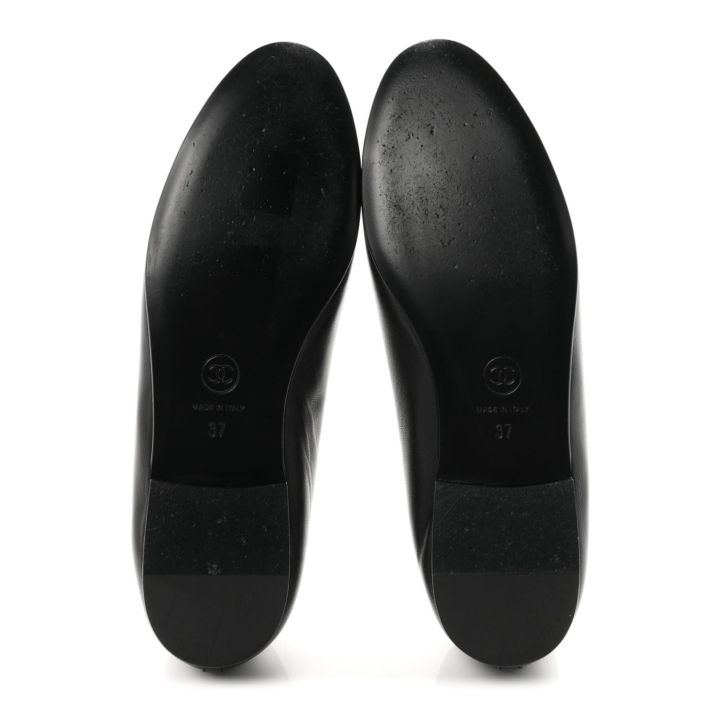 Lambskin Patent Cap Toe Ballerina Flats 37 Black