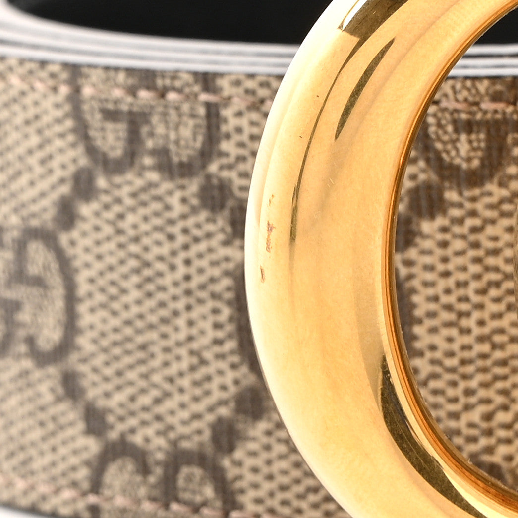 Gucci GG Supreme Monogram Plutone Calfskin Double G Reversible 37mm Belt 110 44 Beige Ebony New Acero 9 of 10