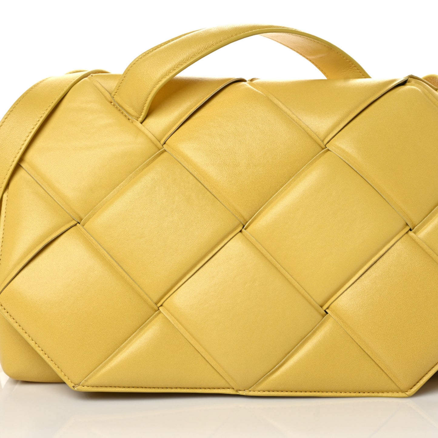 Nappa Intreccio Padded Top Handle Shoulder Bag Corn
