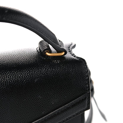Saint Laurent Grain de Poudre Mini Classic Monogram Cassandra Top Handle Black 13 of 16