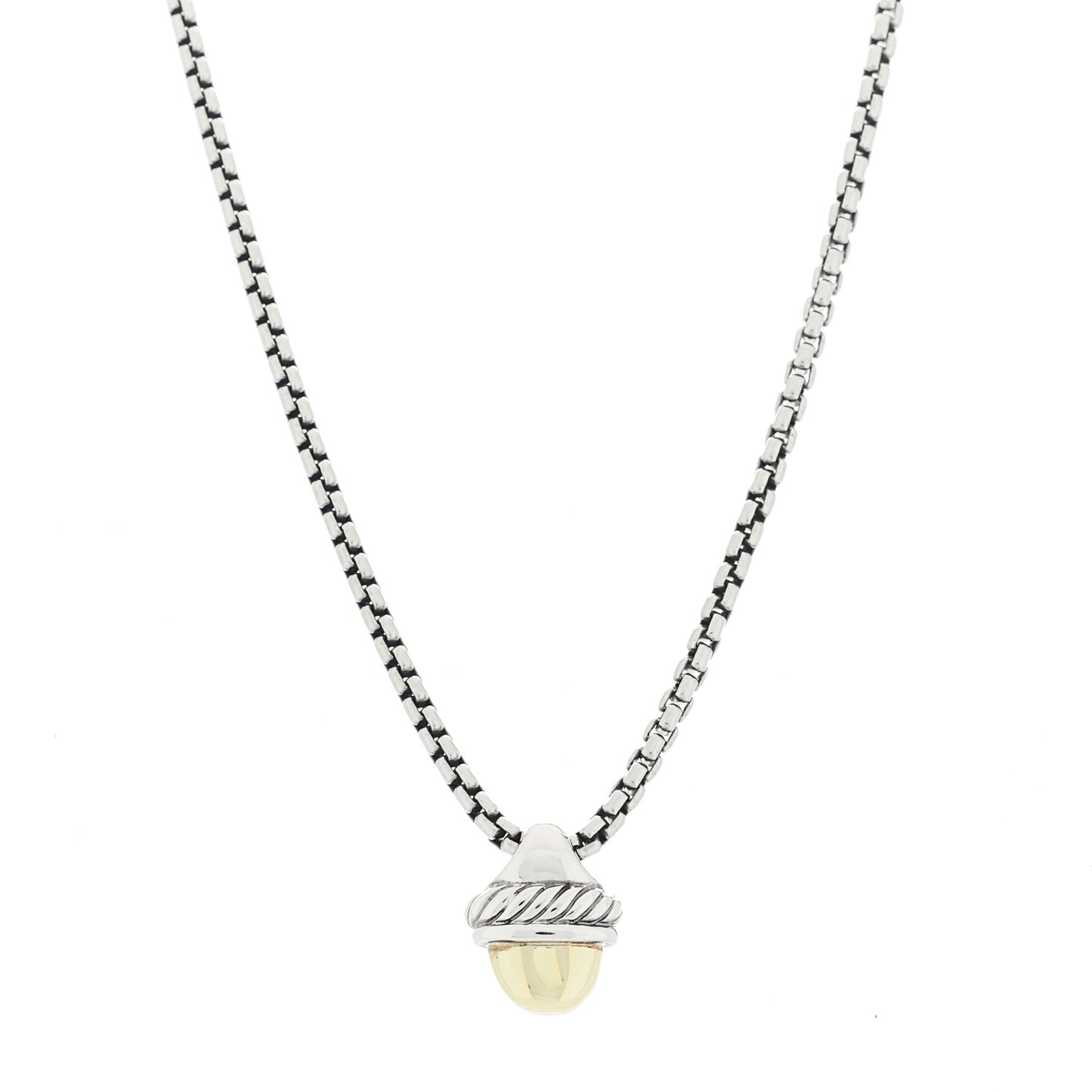 Sterling Silver 14K Yellow Gold Acorn Pendant Necklace
