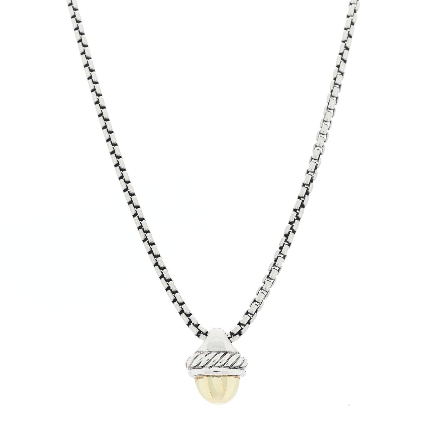 David Yurman Sterling Silver 14K Yellow Gold Acorn Pendant Necklace 1 of 5