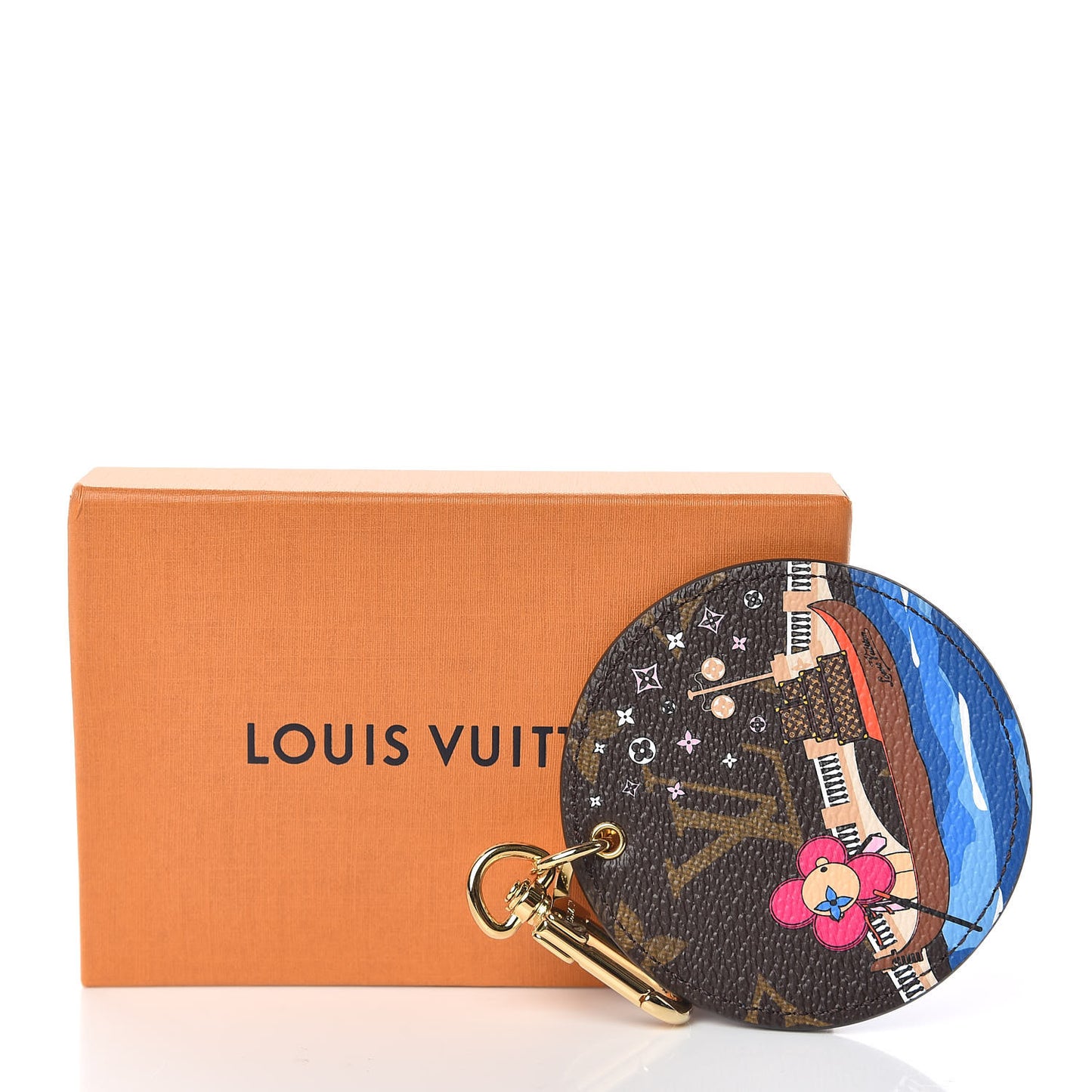 Monogram 2019 Christmas Animation Venice Bag Charm Key Ring Blue
