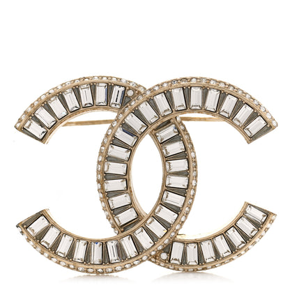 Chanel Baguette Crystal CC Brooch Gold 1 of 4